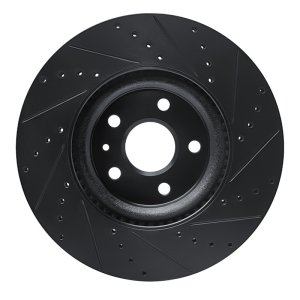 Buick Regal Brake Rotor (1) - Front Left - R1 Concepts - Drilled & Slotted - Black - `13-`19